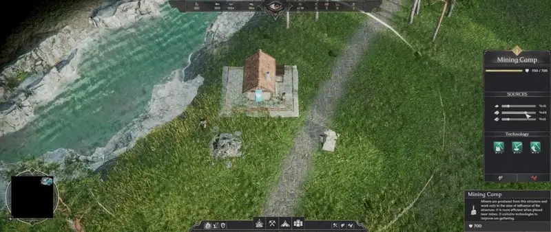 Mining camp for gathering resources
