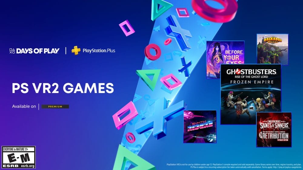 New additions to PSVR2 
on PlayStation Plus. Ghostbusters Rise of the Ghost Lord, Walkabout Minigolf, Before your Eyes and The Walking Dead: Saints & Sinners - Chapters 1 & 2Â