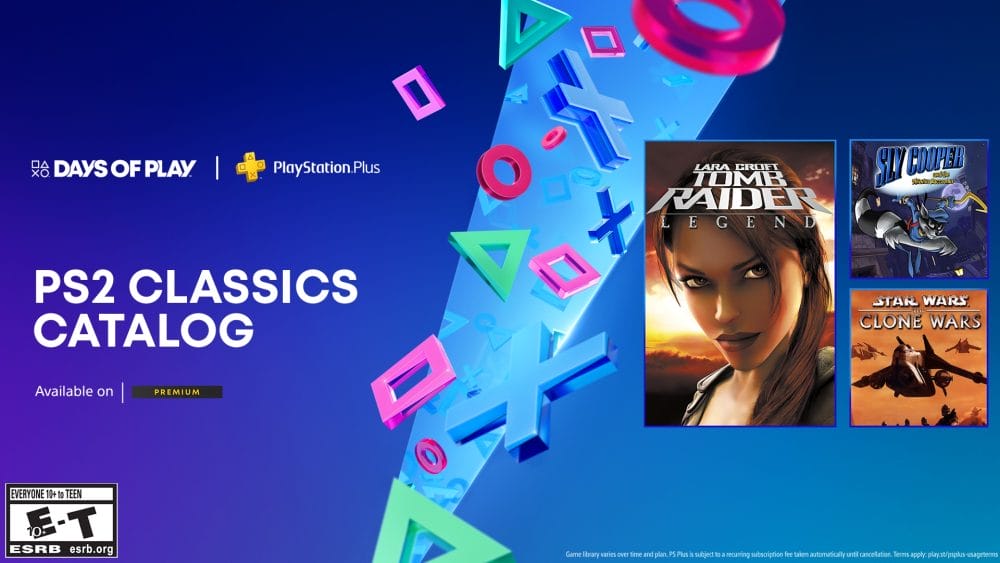 New additions to PS2 Classics
on PlayStation Plus. Tomb Raider Legend, Star Wars The Clone Wars and Sly Cooper