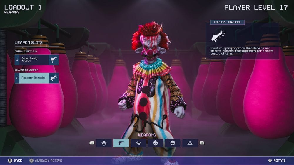 Klown customisation in Killer Klowns from Outer Space
