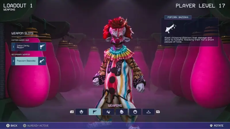 Klown customisation in Killer Klowns from Outer Space