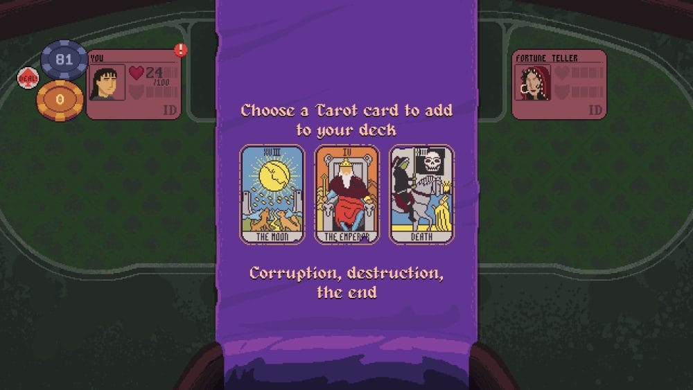 Tarot Card selection in Dungeons & Degenerate Gamblers