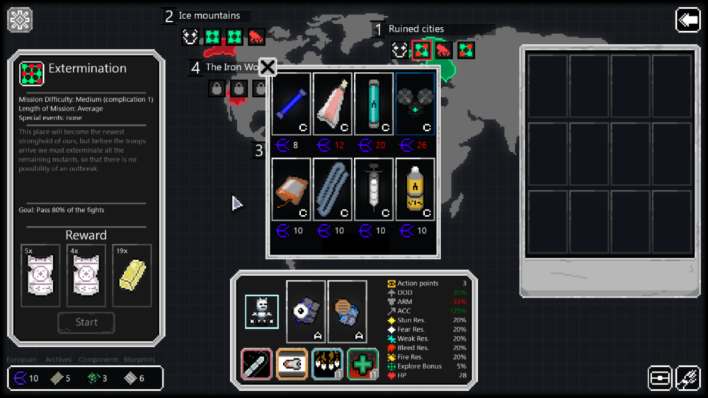 Thermonuclear World Map and Mission Selection.