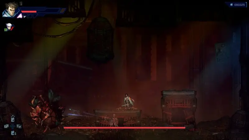 Anima Flux gameplay screenshot showing the first boss fight