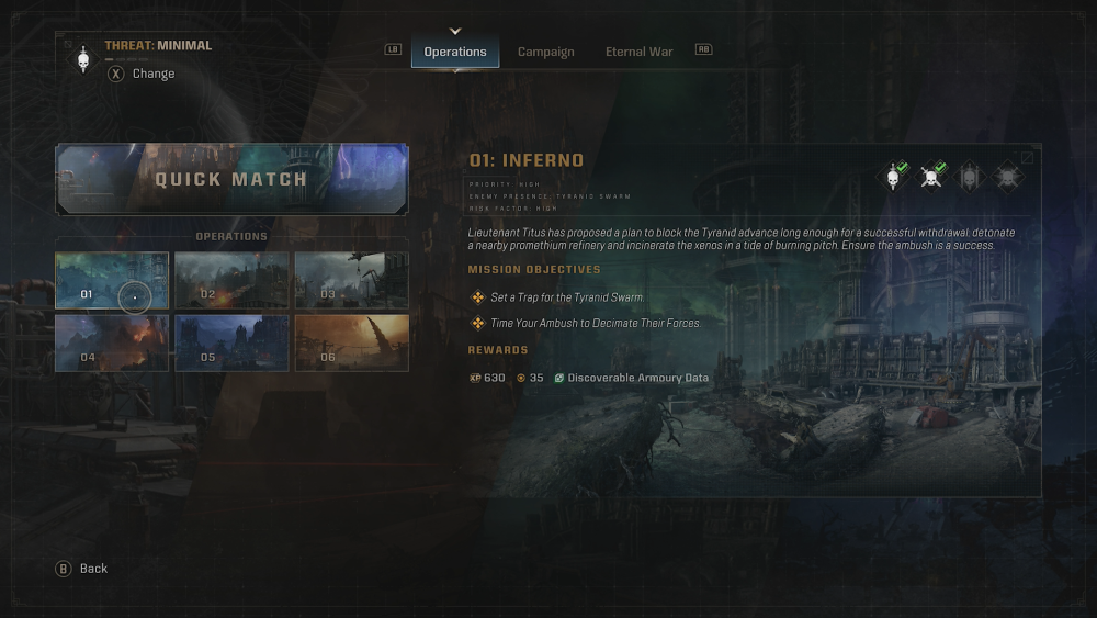 Operations menu Space Marine 2