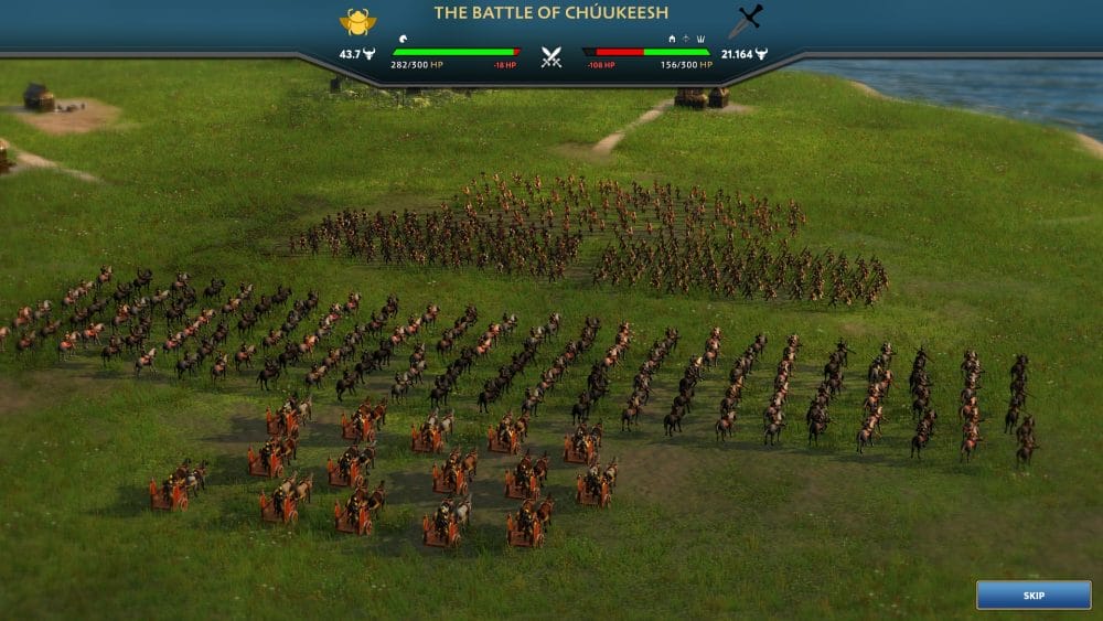 Battle screen in Ara: History Untold