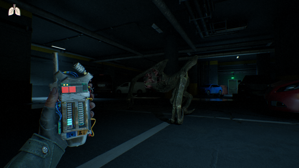 An alien walking towards the player in A Quiet Place The Road Ahead