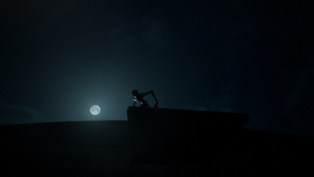 An alien stalks your character from the rooftops