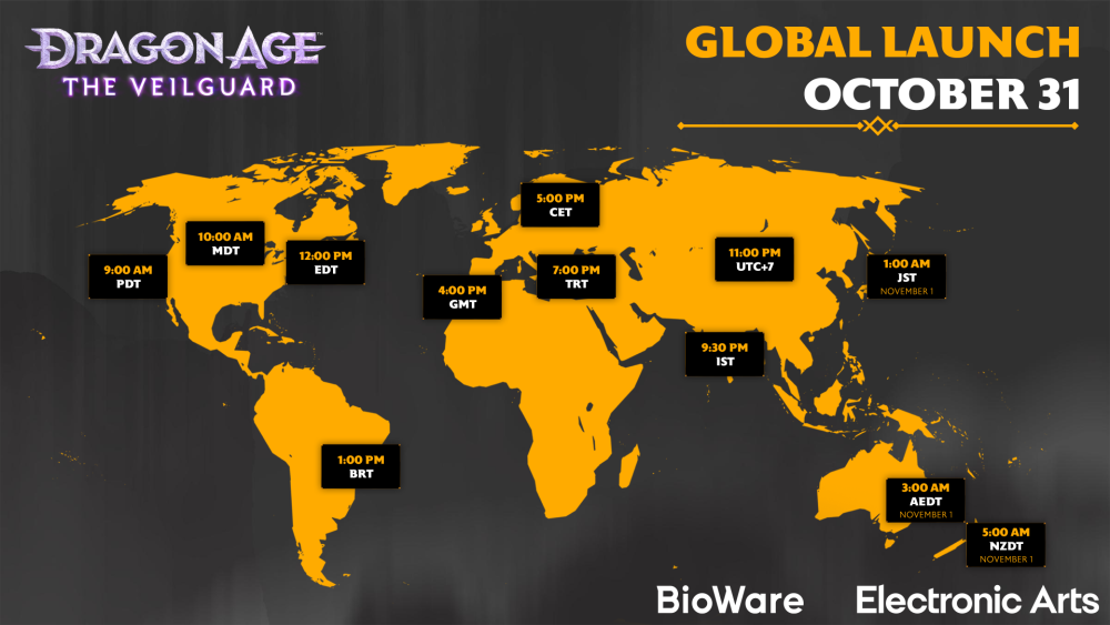 Dragon Age: The Veilguard Global Launch Map