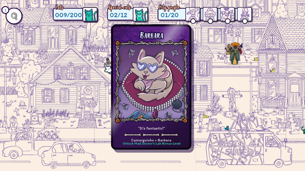 Hidden Cats in Spooky Town special cat preview page.
