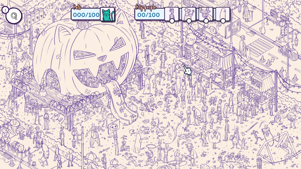 Hidden Cats in Spooky Town After Party level map.