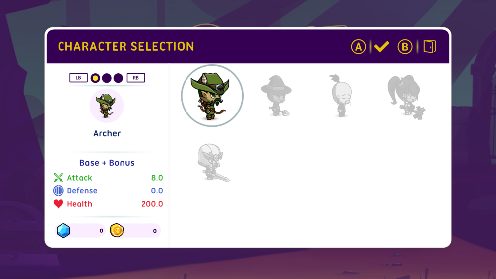 Zombie Survivors character selection menu.