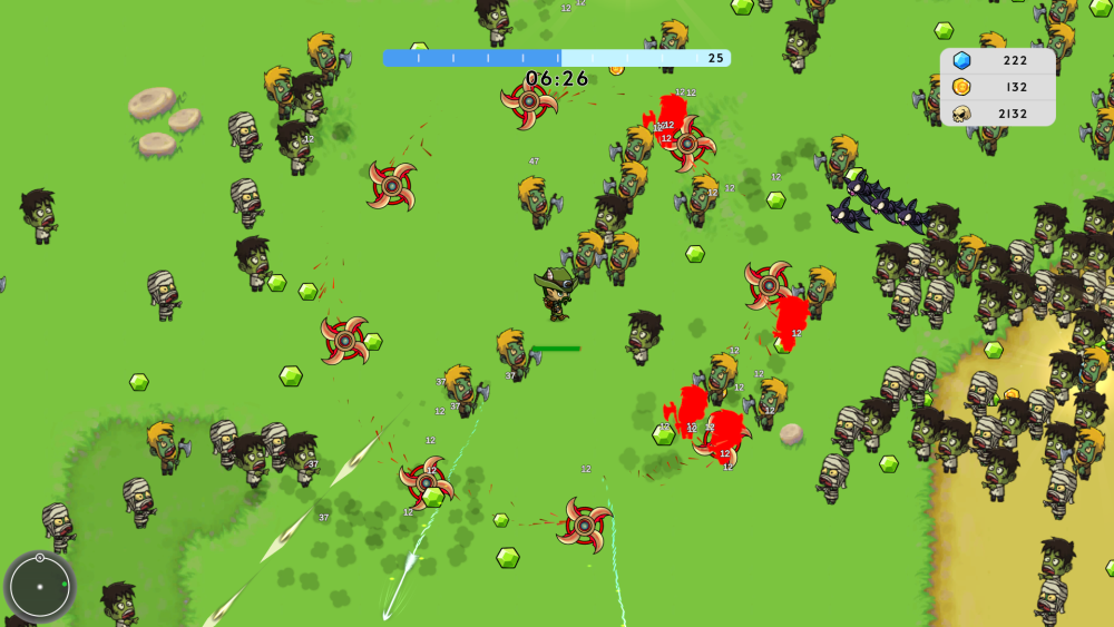Zombie Survivors gameplay shows survivor battling the horde of zombies.