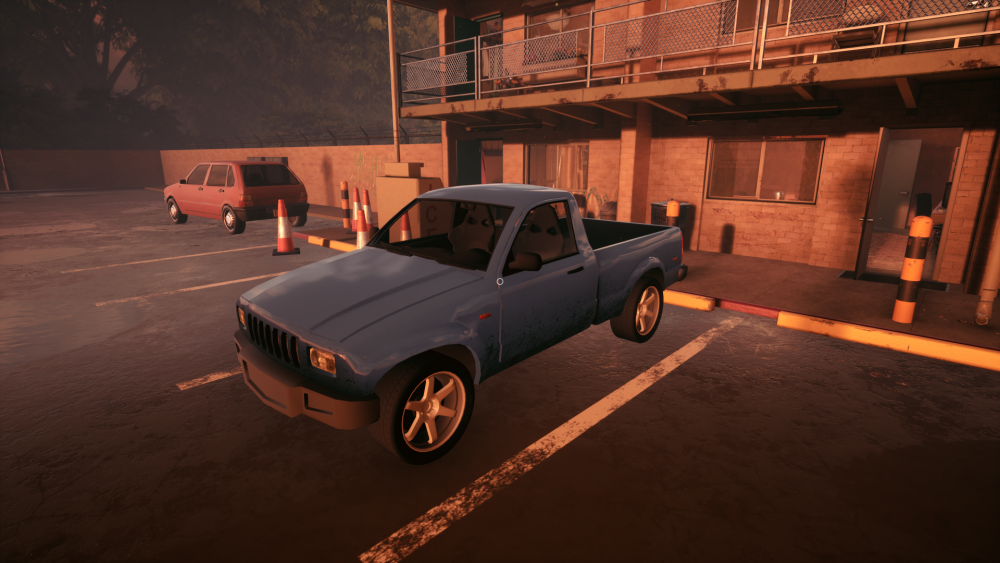 Image of a blue pickup truck..