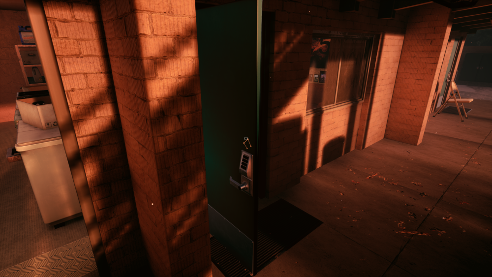 Image of a keypad locked hotel room door.