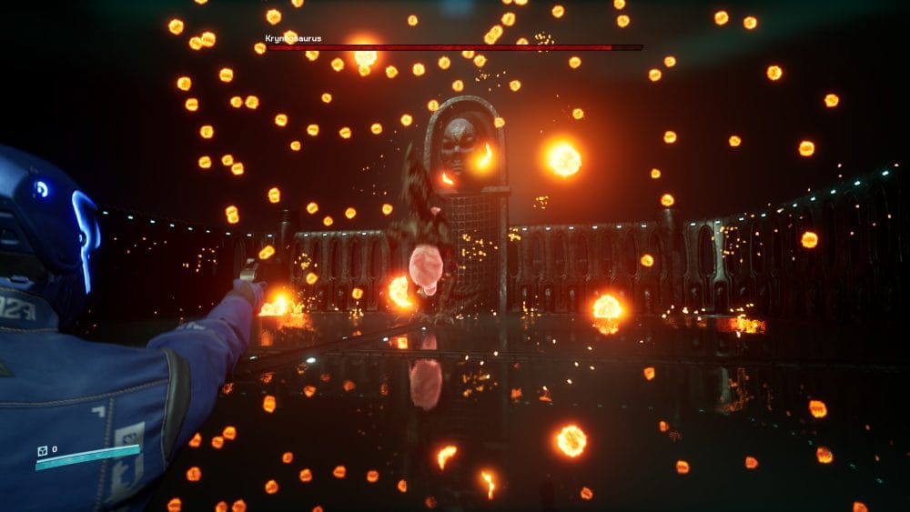 Project Tower showing the protagonist dodging fiery projectiles from a boss