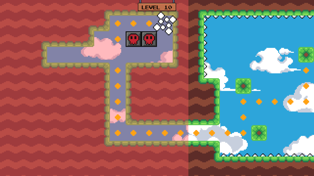 Boss level showing red danger zone that players must avoid.