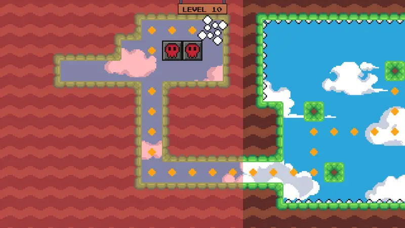 Boss level showing red danger zone that players must avoid.