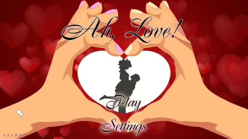 Two hands forming a heart shape with man holding a woman up in the air inside the heart.