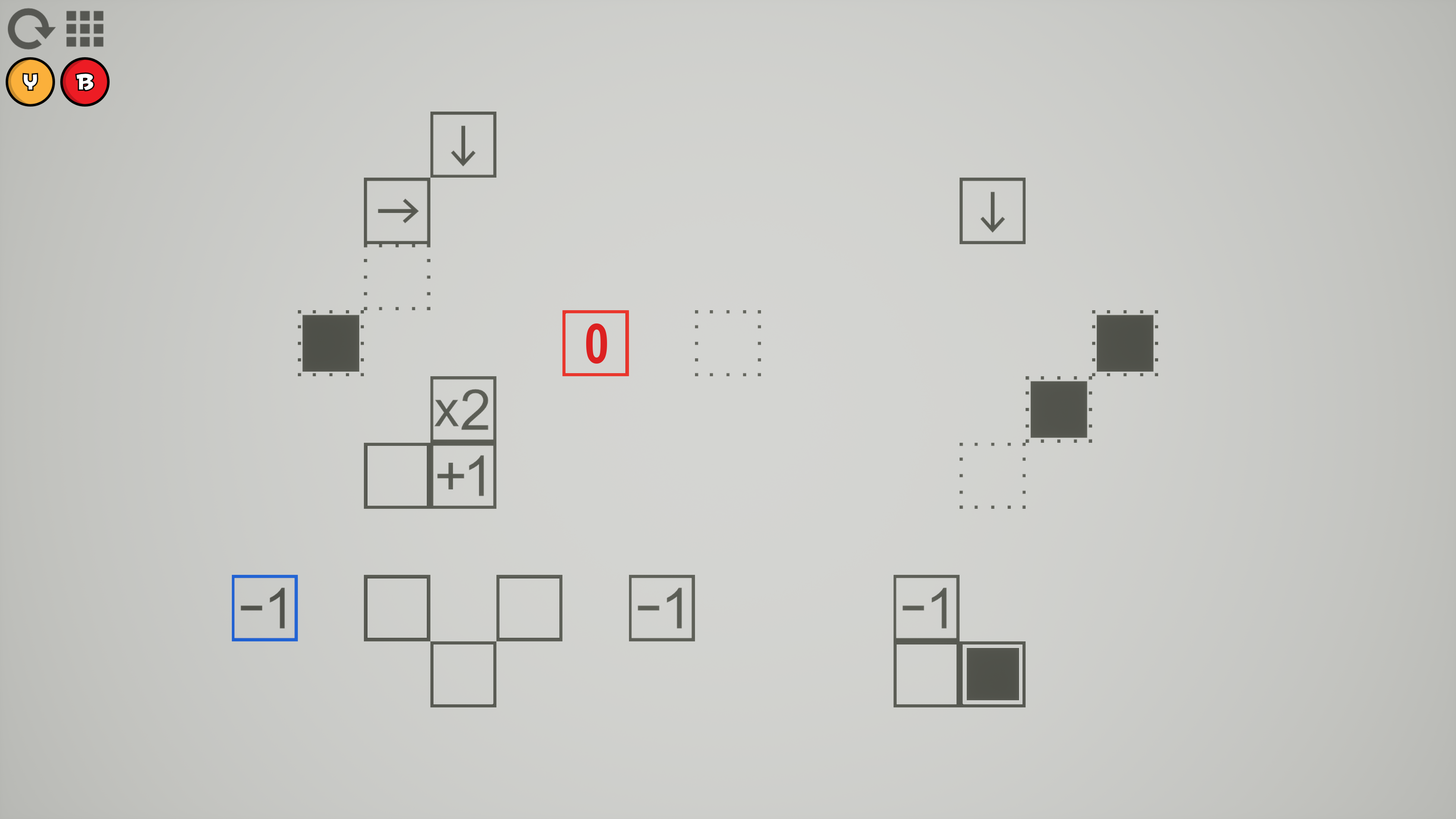 Level from the game Moves showing boxes and numbers.
