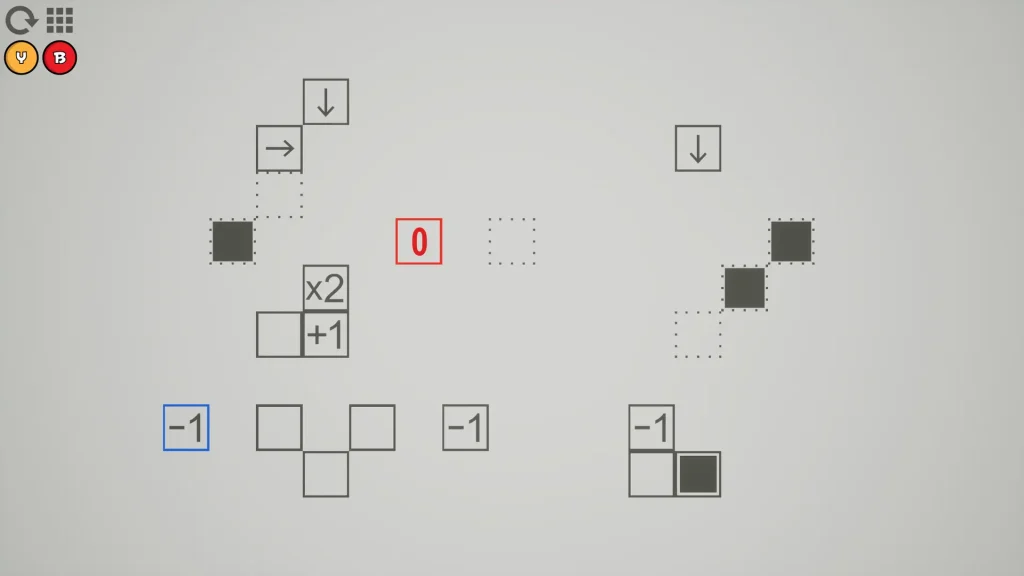 Level from the game Moves showing boxes and numbers.