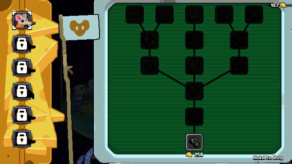 Skill tree selection screen for Rocket Rats.