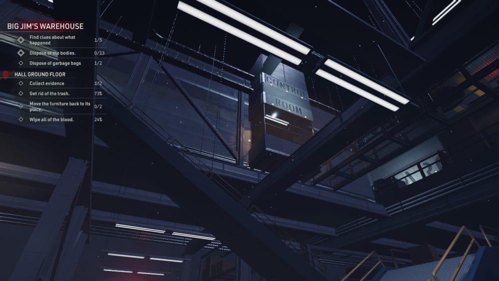 A huge warehouse with a room upstairs labeled as the Control Room.