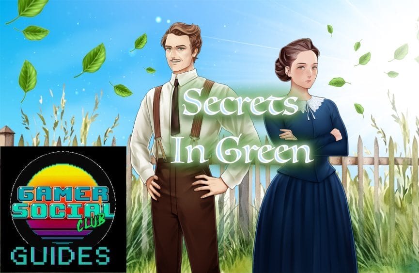 A man and a woman stand in front of a white picket fence as green leaves blow in the wind around them.