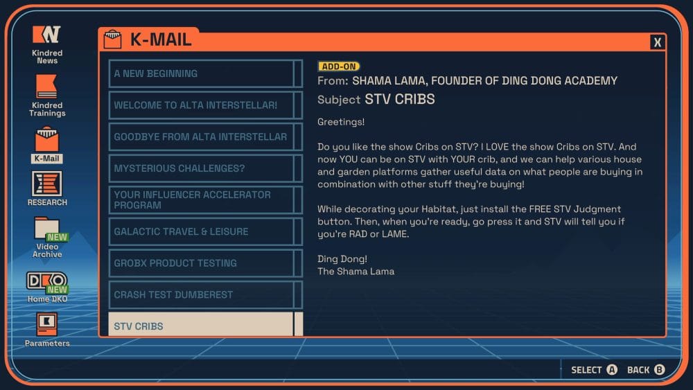 K-Mail for STV Cribs in Revenge of the Savage Planet