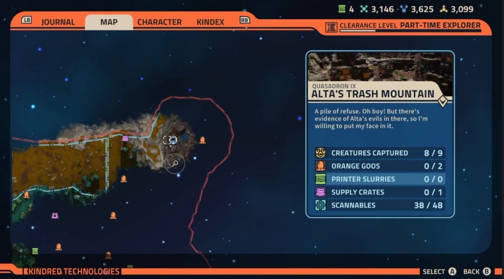 Map location for the Trash is King achievement in Revenge of the Savage Planet