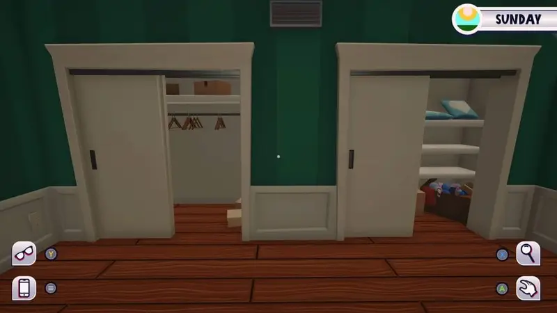Bedroom closets with boxes to examine in Date Everything!