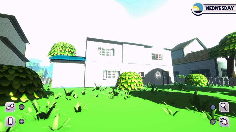 Checking out your backyard in Date Everything after glitching out of the house.