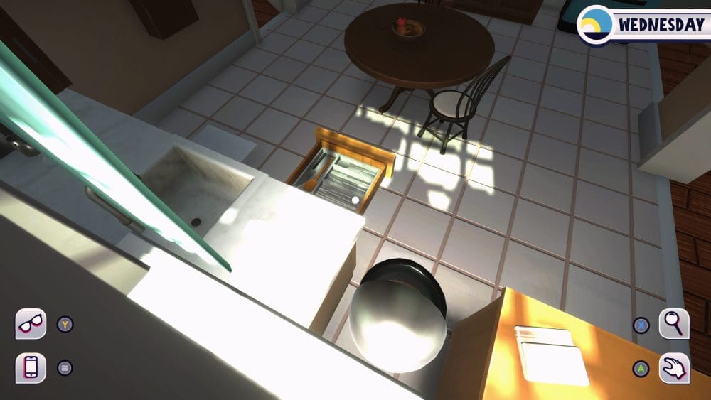 Standing on top of the trash can in Date Everything!