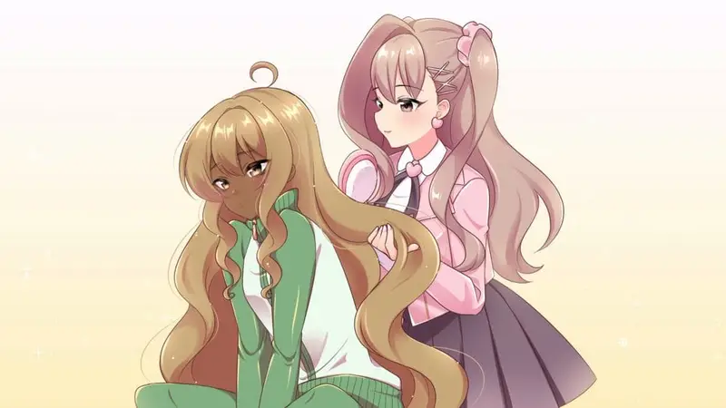 Still image featuring two female characters from All the Words She Wrote