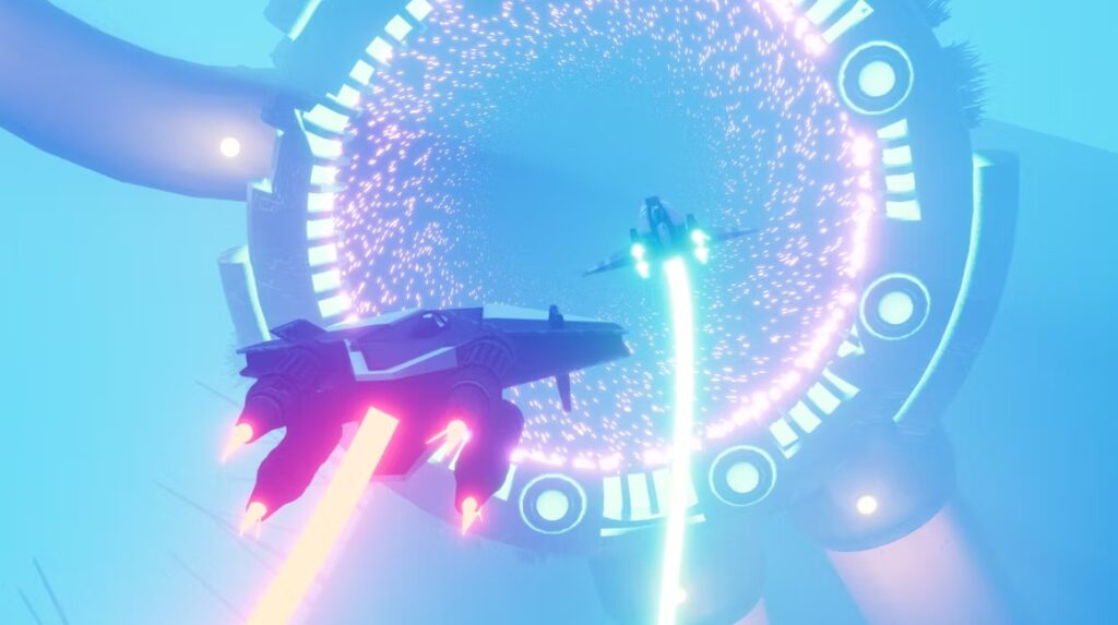 2 ships battle it out in Evasive Maneuvers from SkyPyre Studios.