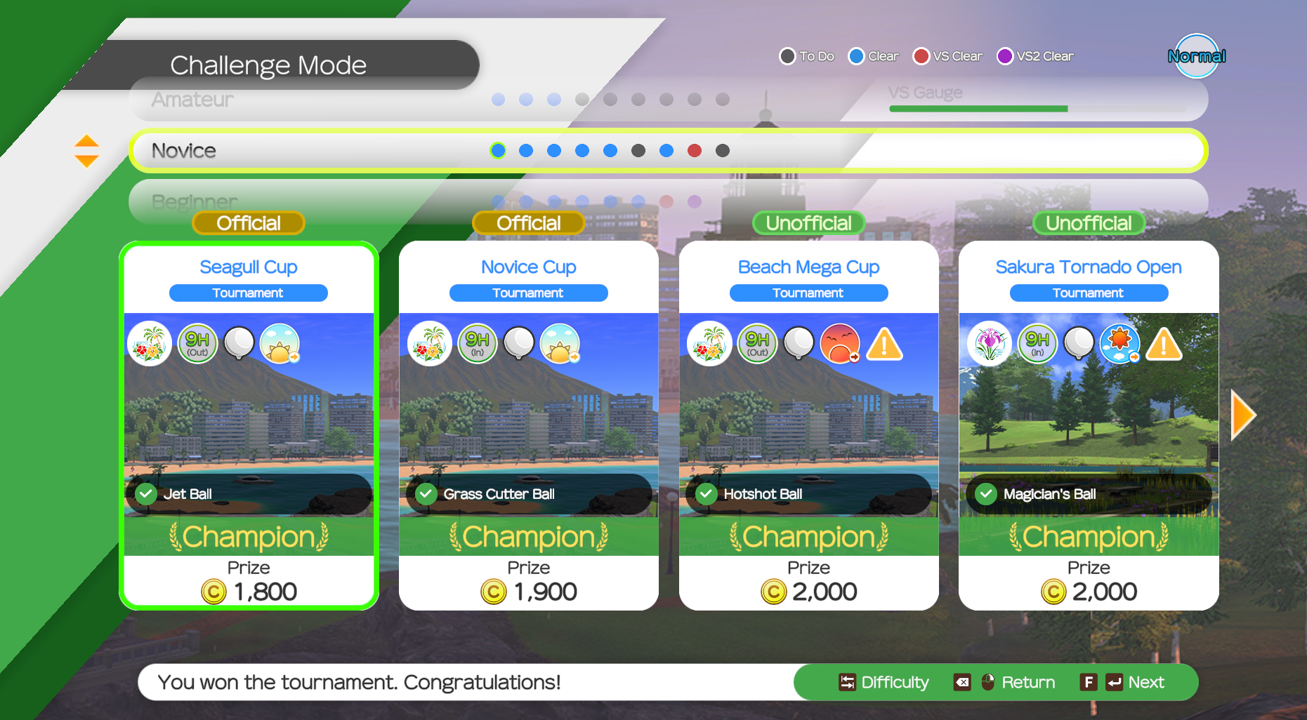 Everybody's Golf Hot Shots Challenge Mode