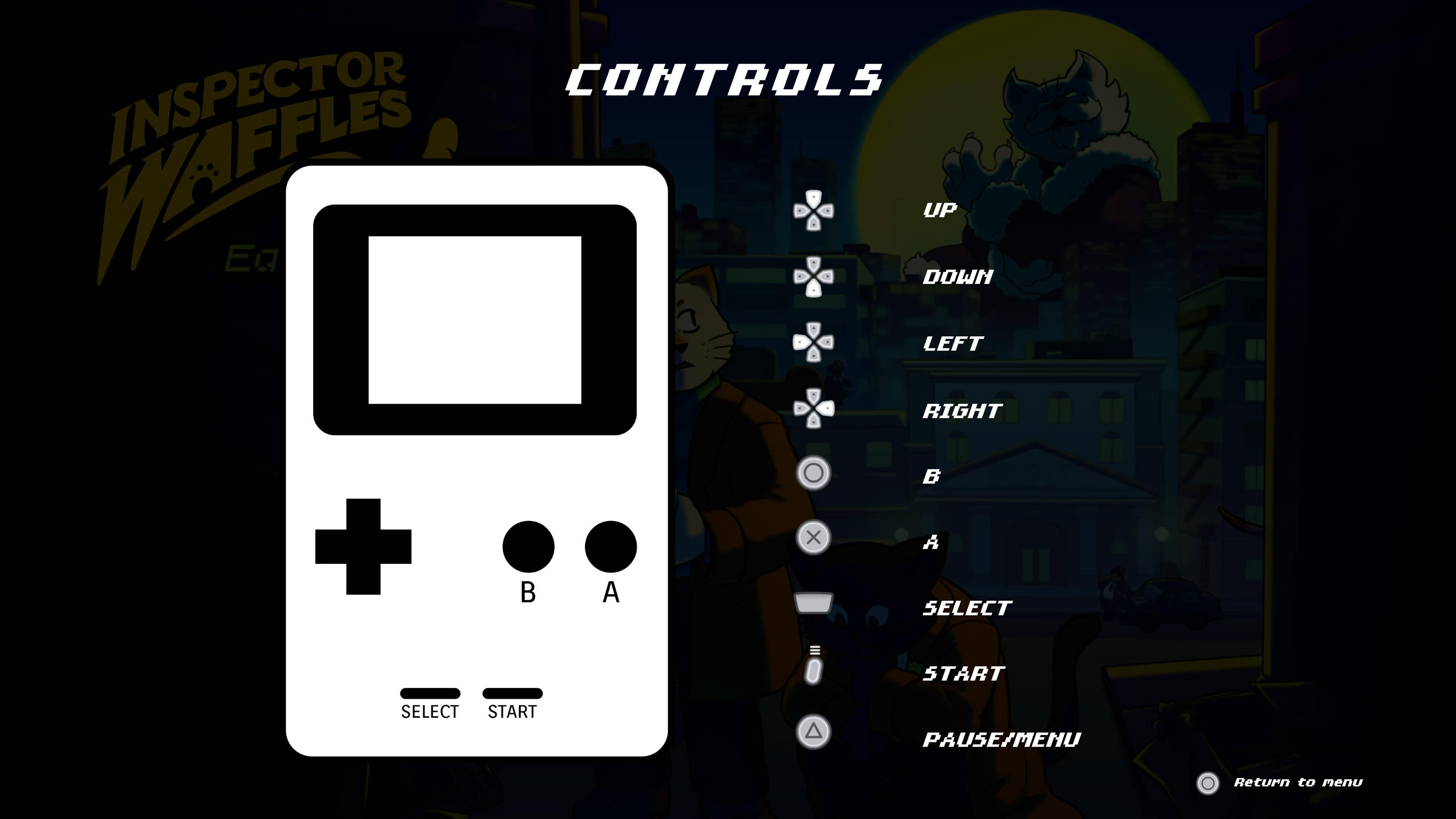Inspector Waffles Early Days Is a game that was released for the gameboy and gameboy color. This shows its controls ported over to the console version