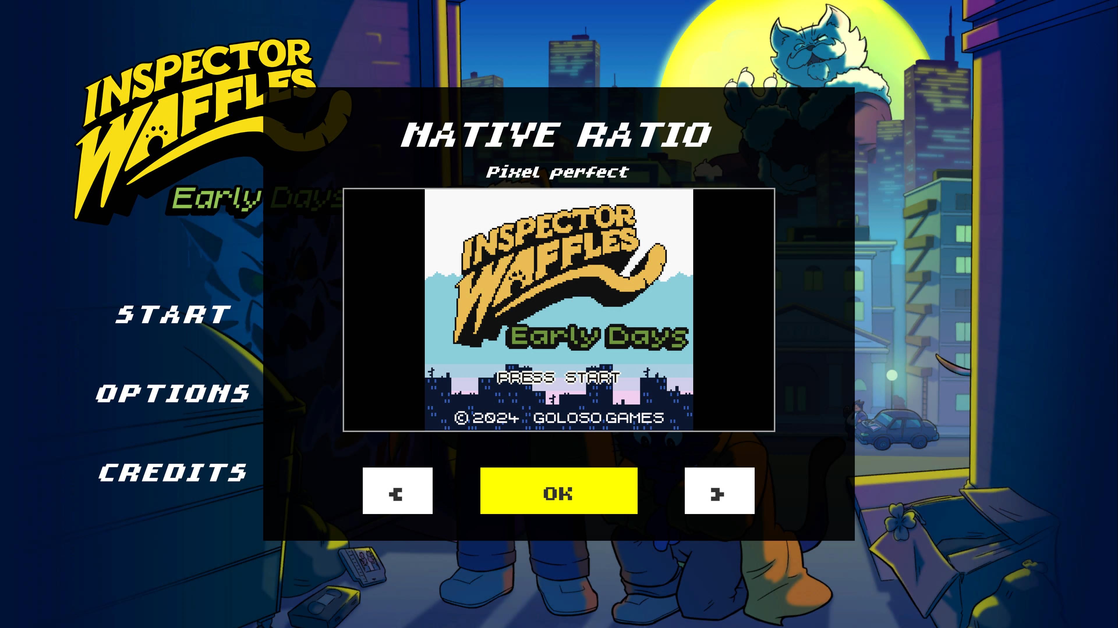 Options to change screen ratio for Inspector Waffles Early Days