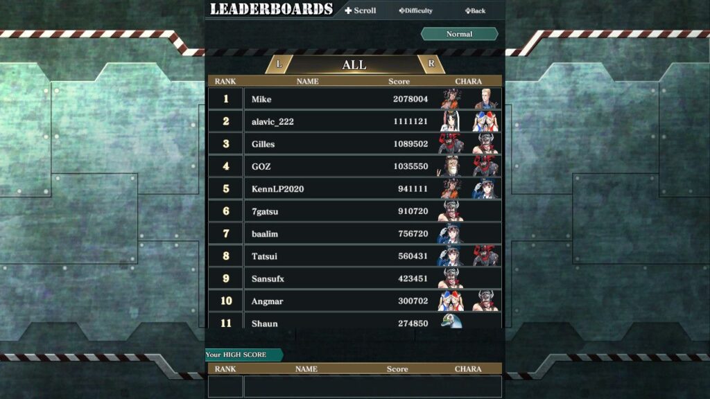 Sonic Wings Reunion Leaderboard