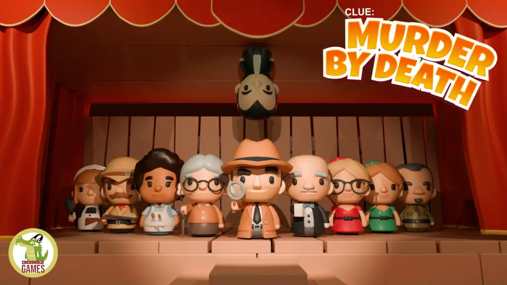 Image of characters from Clue: Murder By Death game. This includes the detective and all the suspects.