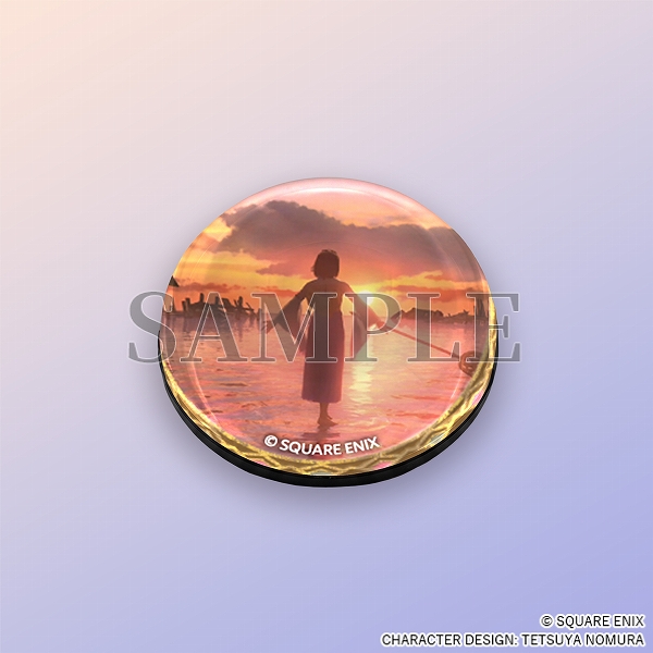 A clear glass sphere magnet with a still of Yuna performing the "Sending".