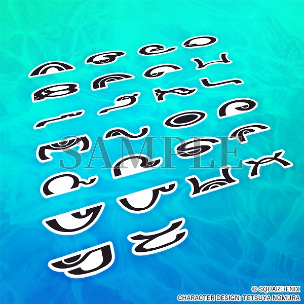 Stickers of black Spira alphabet on white, set against an aqua background.