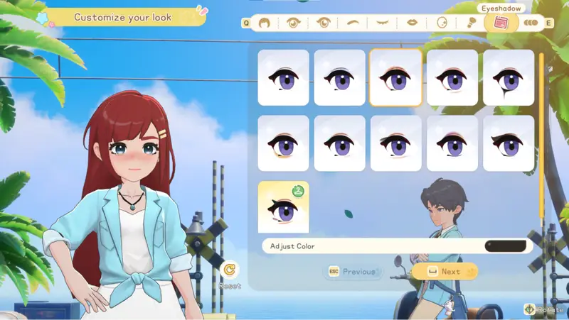 character customization page for Starsand Island