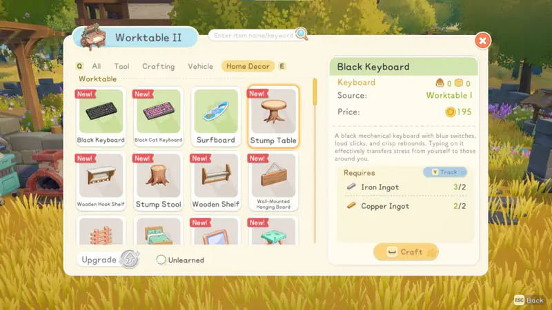 worktable to craft DIY in Starsand Island