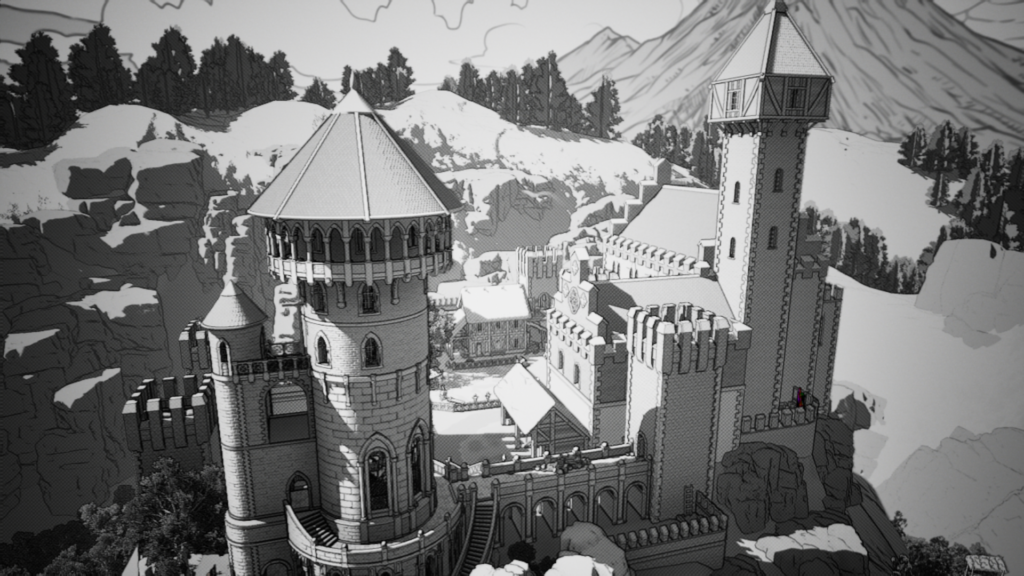 A shot of the castle level taken from afar.