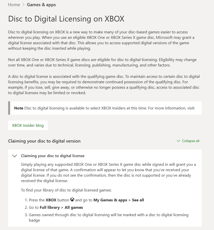 XBOX disc to digital FAQ
